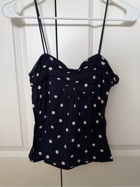 Women’s Navy Blue Polka Dot Spaghetti Strap Top